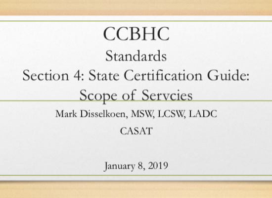 CCBHC Standards Section 4: Scope of Services