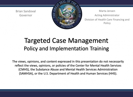 Targeted Case Management: Policy and Implementation Training